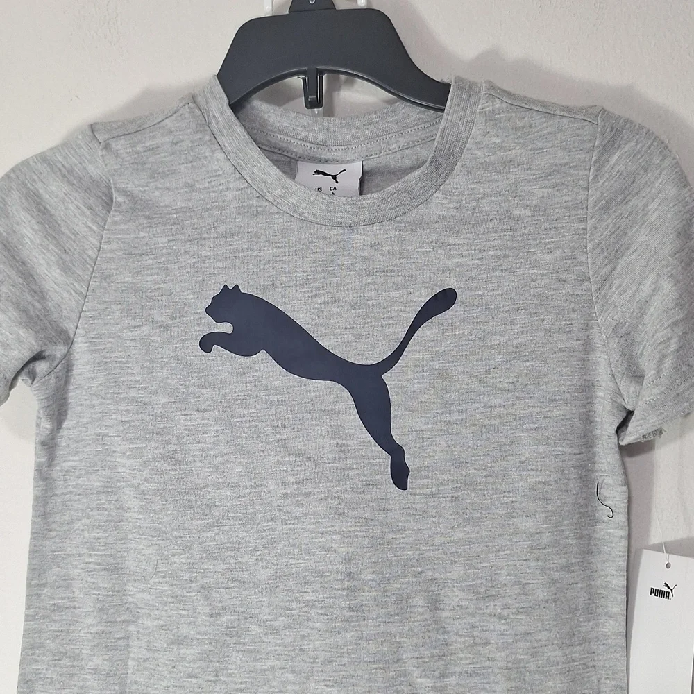 Boys Puma Tee And Shorts Set With Iconic Logo 2 Piece Set - Picture 2 of 11